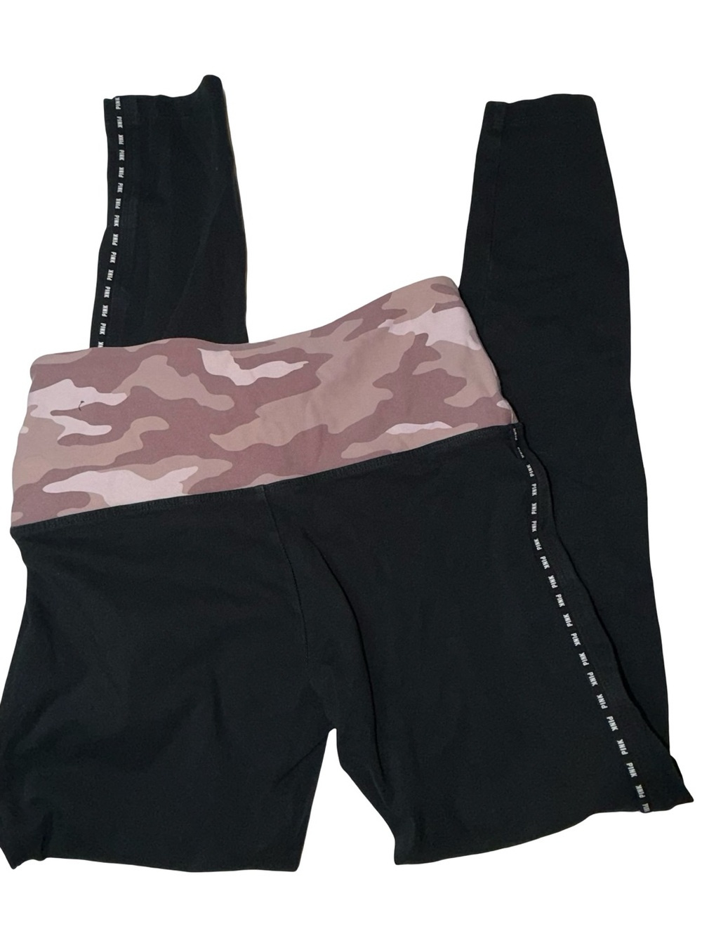 PINK Victoria's Secret Black Leggings with Pink Camo Waistband